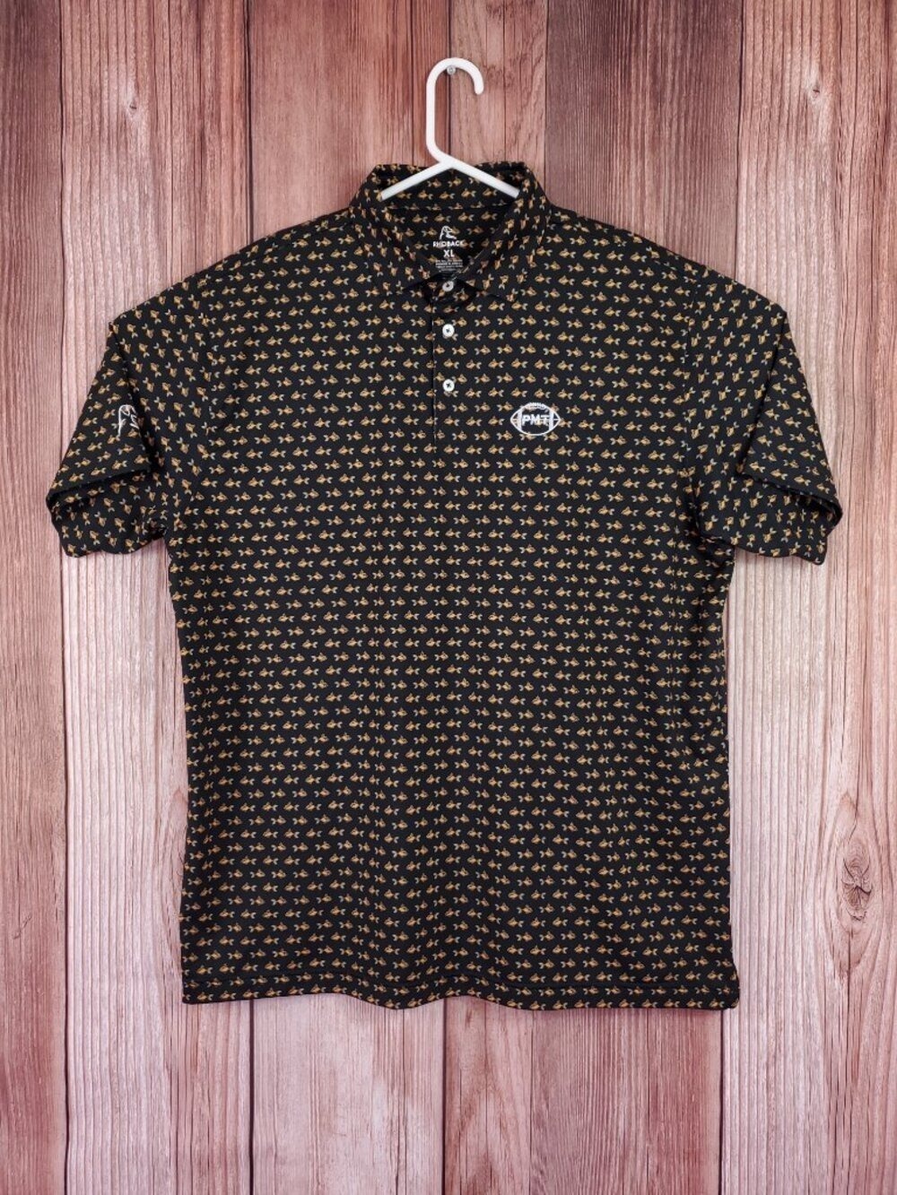 Rhoback Polo Shirt Mens XL Black Pardon My Take PMT The Larry Barstool Goldfish